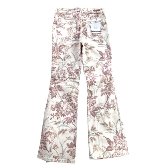 NWTs Pilcro/Anthropologie High Rise Boot Cut Cream & Brown Floral Jeans, Sz 29 - Picture 2 of 13